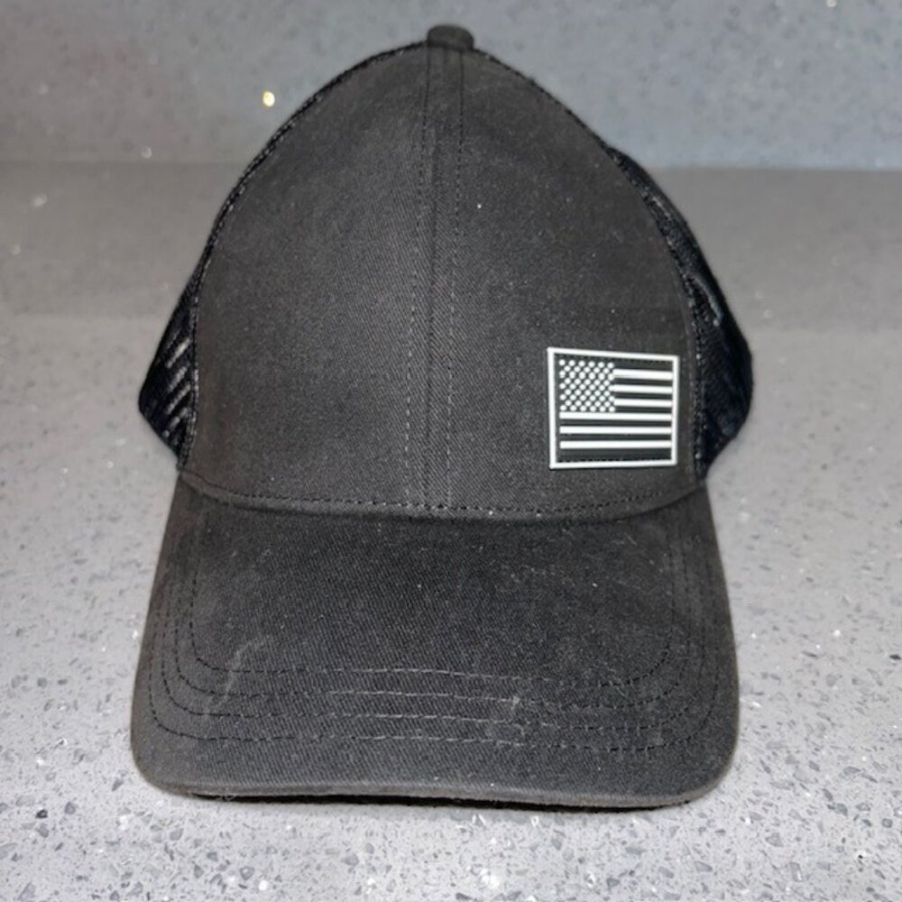 Capture Black American Flag Embroidered Baseball Cap US Flag Hat Adjustable NWT